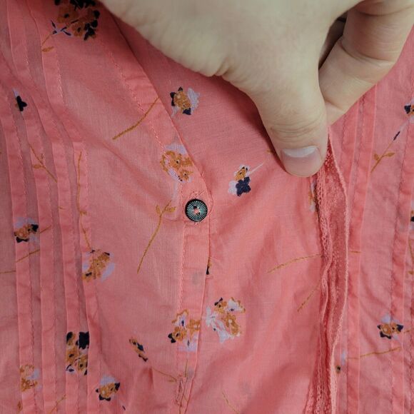 SUNDANCE Pink Floral Ruffle Fairy Lightweight 3/4 Sleeve Feminine Top SIZE SMALL - Picture 5 of 11